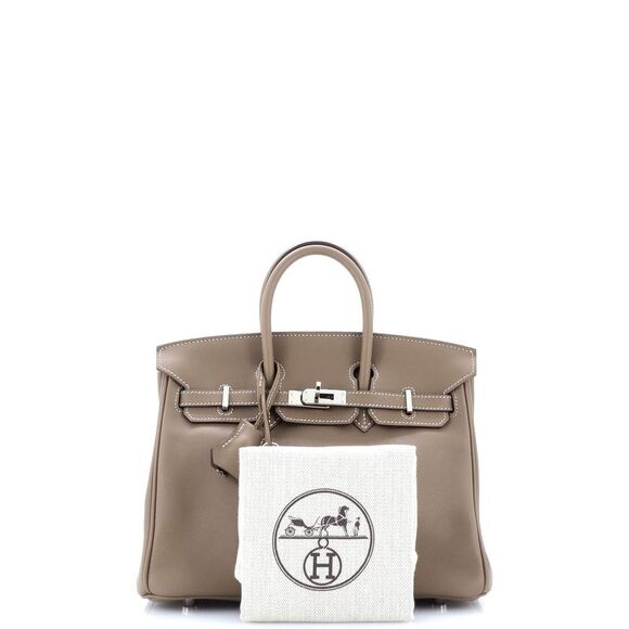 Hermes Birkin Handbag Grey Swift with Palladium Hardware 25 Gray - Picture 2 of 8